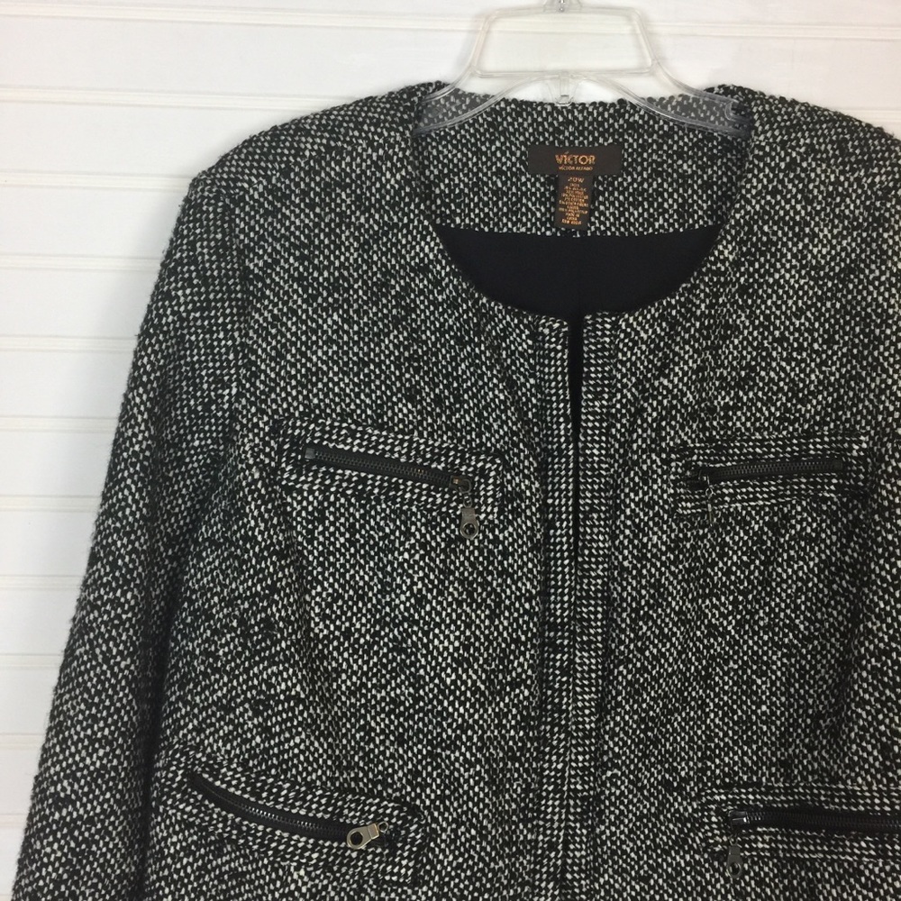 Victor Alfaro Black White Tweed Jacket size 20